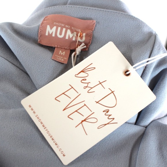 Show Me Your Mumu Steel Blue Belted Paris Gown Medium NEW Sleeveless Maxi Dress - Picture 7 of 9